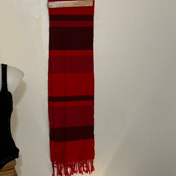 Burberry Marino wool and Cashmere scarf made in Scotland red stripes luxury - Picture 1 of 10